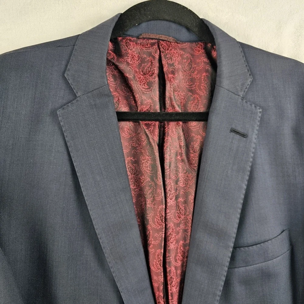 Holland & Sherry Bespoke Blazer Mens 44L Navy Blue Jacket Coat Surgeon Cuffs